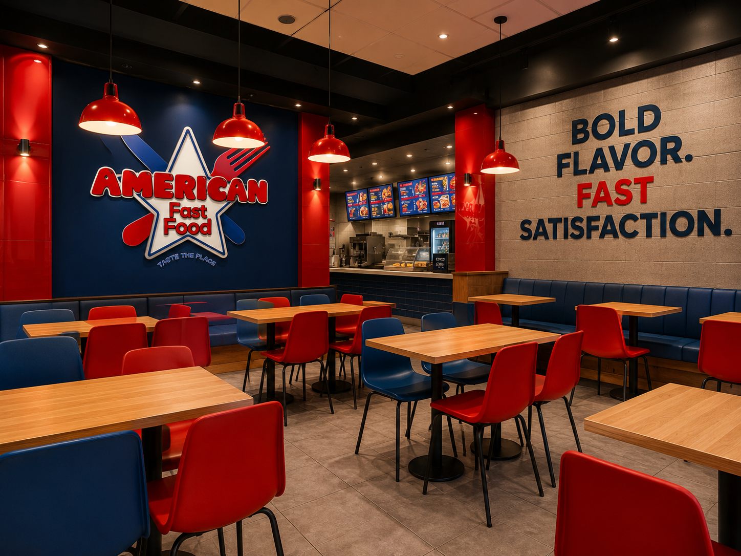 American Fast Food dining room concept